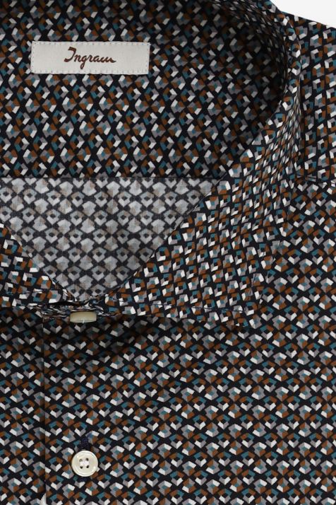 Chemise Homme Ingram Regular Partiellement  100% coton col Italien Manche longue