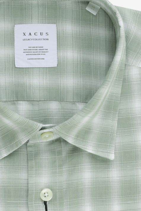 Chemise Homme Xacus Regular Carreaux 68% Coton, 32% Lin col Italien Manche longue