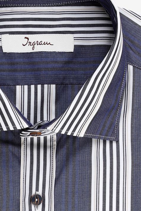 Hemd Herren Ingram Slim Streifen 100% Baumwolle kragen Französisch Lange Ärmel