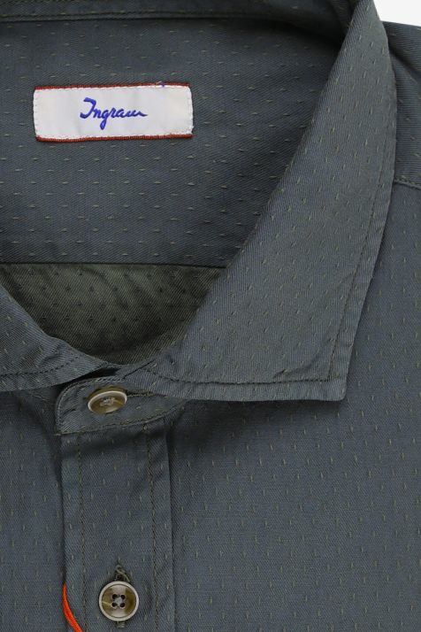Hemd Herren Ingram Slim Halb Unifarben 100% Baumwolle kragen Französisch Lange Ärmel