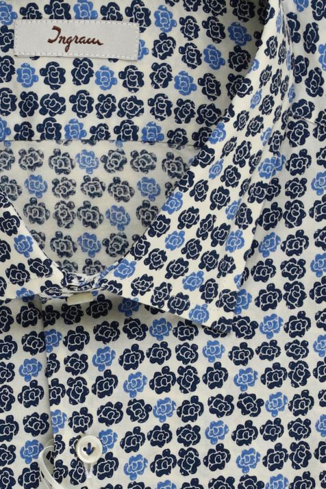 Camisa Hombre Ingram Slim Estampada 100% algodón cuello Francés Manga larga