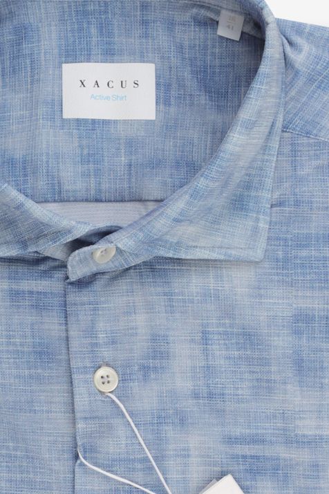 Men's Shirt Xacus Regular Plain 84% polyamide 16% elastane collar French Long sleeve