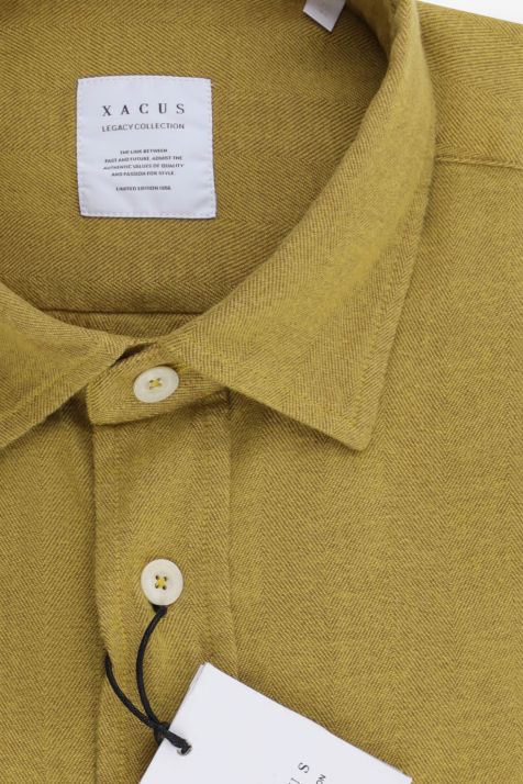Men's Shirt Xacus Regular Plain 59% cotton 41% Lyocell collar Italian Long sleeve