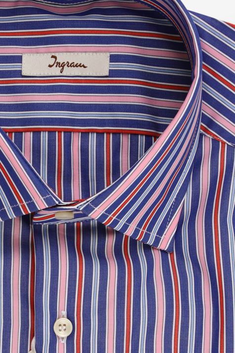 Camisa Hombre Ingram Regular Rayas 100% algodón cuello Francés Manga larga