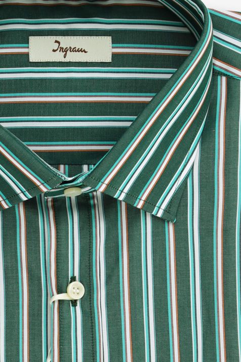 Chemise Homme Ingram Classic Rayures 100% coton col Italien Manche longue