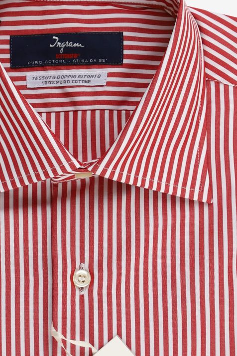Men's Shirt Ingram Slim Not Iron Stripe 100% cotton collar French Long sleeve