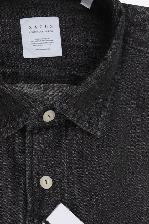 Men's Shirt Xacus Regular Plain 100% cotton collar Italian Long sleeve