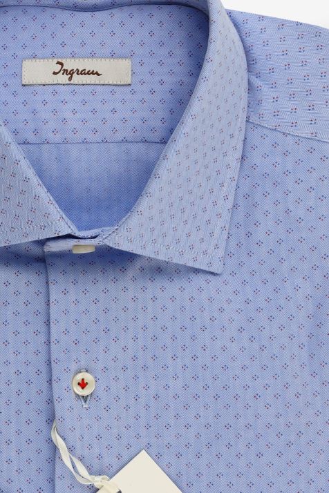Chemise Homme Ingram Slim Partiellement  100% coton col Italien Manche longue