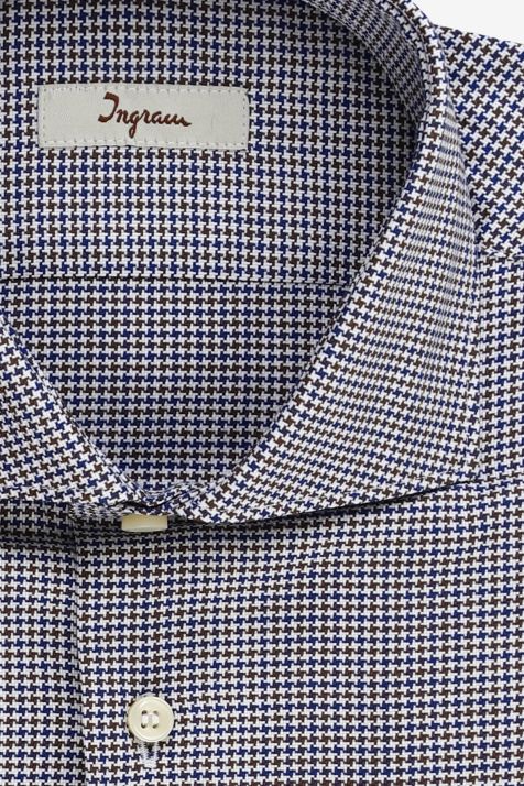 Men's Shirt Ingram Slim Semi-plain 100% cotton collar French Long sleeve