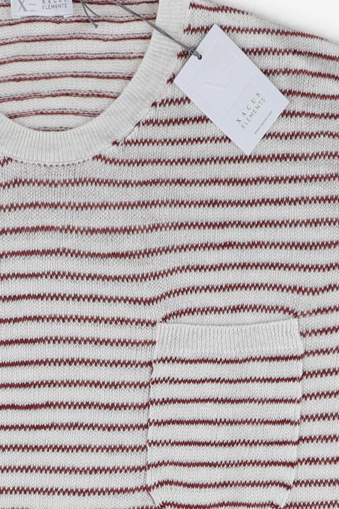 T-shirt Hombre Xacus Slim Rayas 100% lino Manga corta
