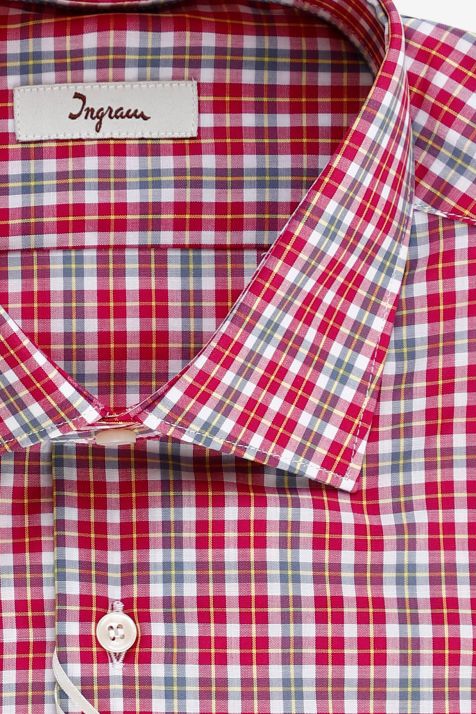 Men's Shirt Ingram Slim Check 100% cotton collar French Long sleeve