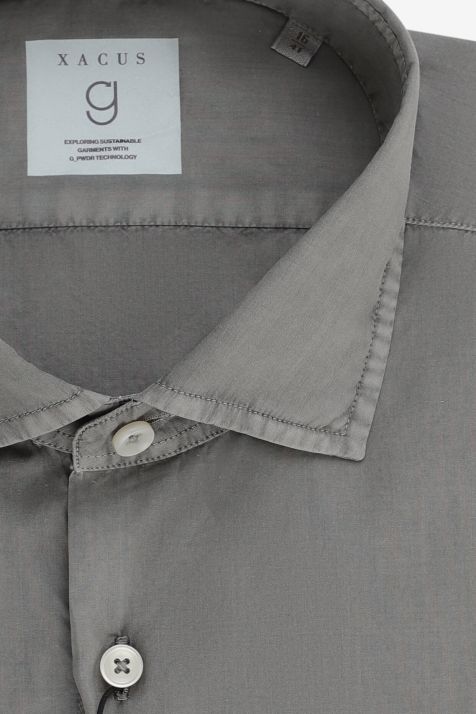 Camisa Hombre Xacus Regular Lisa 100% algodón cuello Francés Manga larga