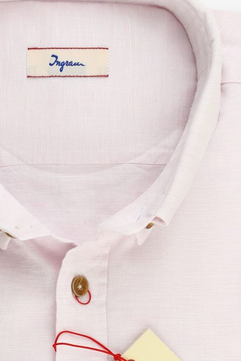 Hemd Herren Ingram Classic Einfarbig 80% Baumwolle 20% Leinen kragen Button-Down Lange Ärmel