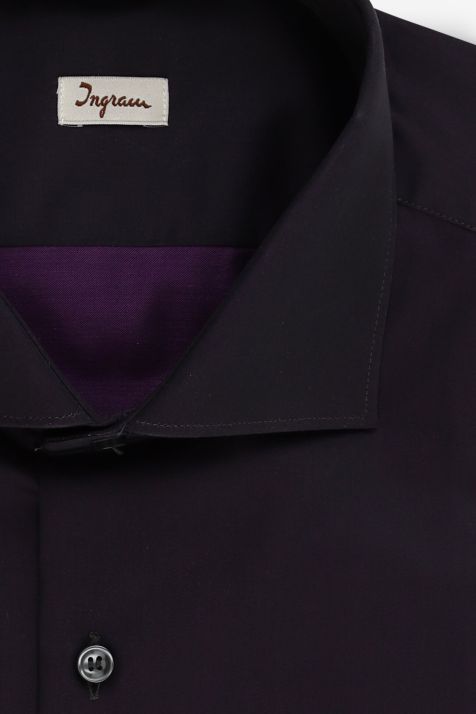 Chemise Homme Ingram Slim Uni 100% coton col Italien Manche longue