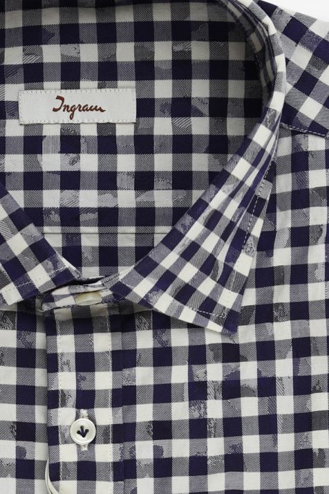 Men's Shirt Ingram Classic Check 100% cotton collar French Long sleeve