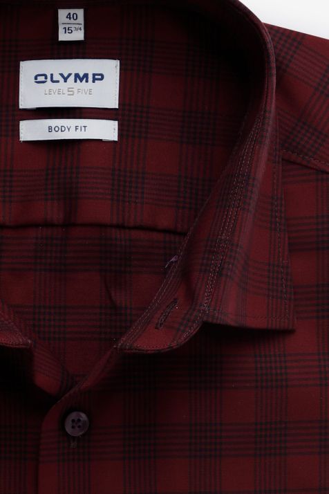 Chemise Homme Olymp Regular Carreaux 97% coton 3% elastan col Classique Manche longue