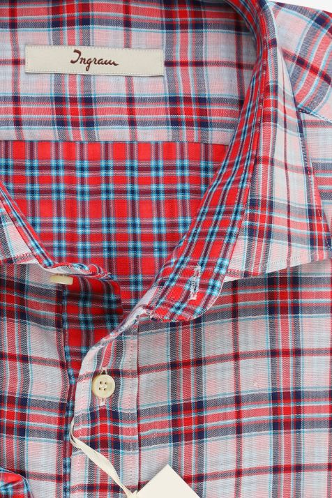 Men's Shirt Ingram Regular Check 100% cotton collar French Long sleeve