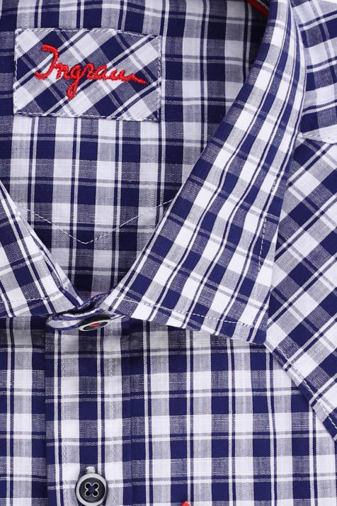 Men's Shirt Ingram Slim Check 100% cotton collar French Long sleeve