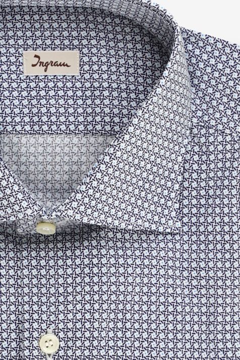 Chemise Homme Ingram Slim Partiellement  97% coton 3% elastan col Italien Manche longue