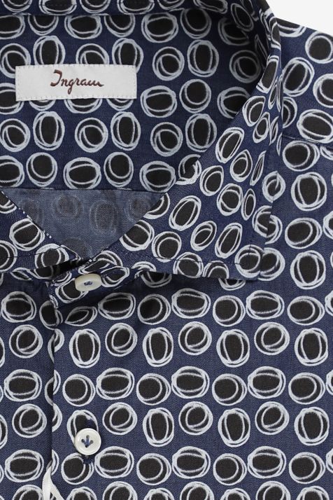 Camisa Hombre Ingram Slim Estampada 100% algodón cuello Francés Manga larga