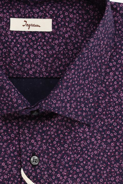 Camisa Hombre Ingram Classic Estampada 100% algodón cuello Francés Manga larga