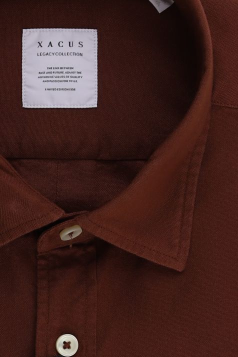 Men's Shirt Xacus Regular Plain 100% cotton collar Italian Long sleeve