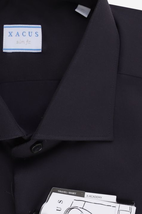 Hemd Herren Xacus Slim Bügelfreie Einfarbig 100% Baumwolle kragen Französisch Lange Ärmel