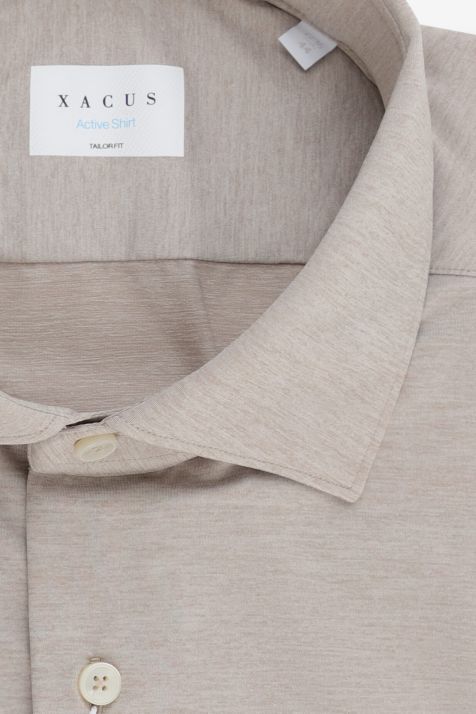 Men's Shirt Xacus Regular Plain 60%polyester29%polyamide11%elastane collar French Long sleeve
