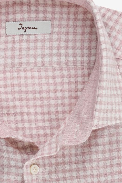 Men's Shirt Ingram Slim Check 100% cotton collar French Long sleeve
