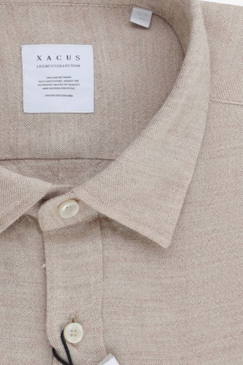 Camisa Hombre Xacus Regular Lisa  70% modal 30% lana cuello Italiano Manga larga