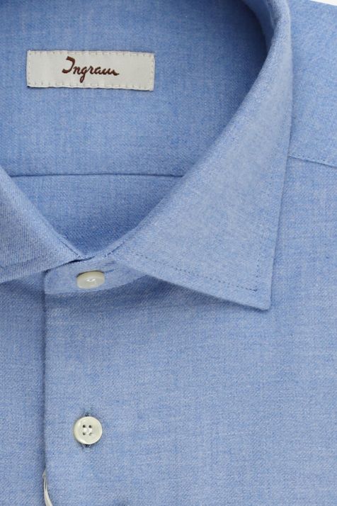 Chemise Homme Ingram Regular Uni 100% coton col Italien Manche longue