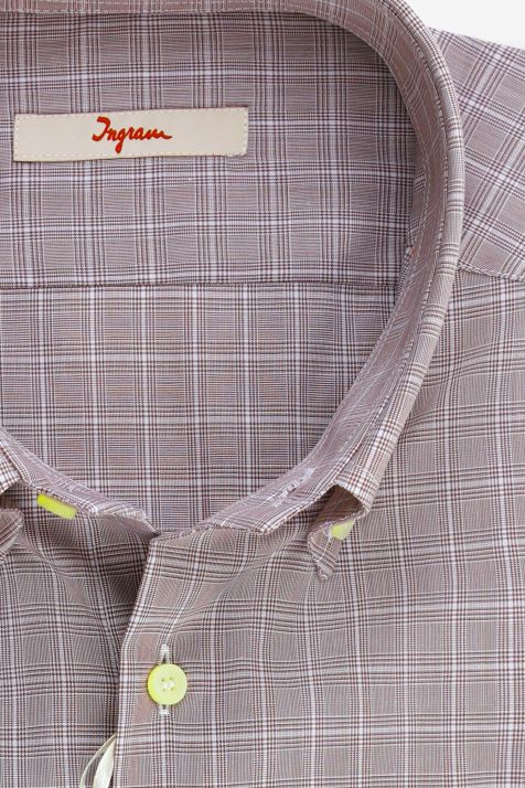 Men's Shirt Ingram Regular Check 100% cotton collar Button down Long sleeve
