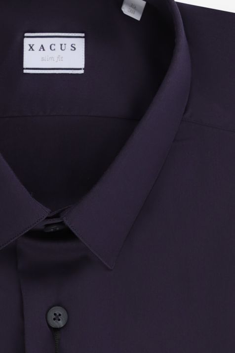 Camisa Hombre Xacus Slim Lisa 78% Algodón, 18% Poliéster, 4% Elastano cuello Italiano Manga larga
