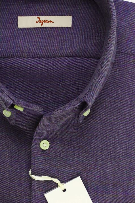 Hemd Herren Ingram Regular Einfarbig 45% Baumwolle, 15% Viskose, 30% Wolle, 10% Nylon kragen Button-Down Lange Ärmel