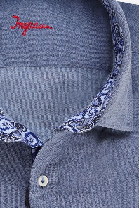 Men's Shirt Ingram Slim Plain 100% cotton collar French Long sleeve
