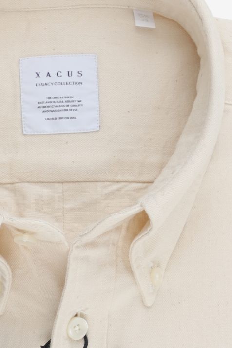 Men's Shirt Xacus Regular Plain 100% cotton collar Button down Long sleeve