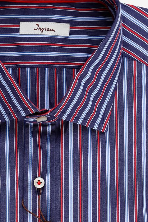 Camisa Hombre Ingram Slim Rayas 100% algodón cuello Francés Manga larga