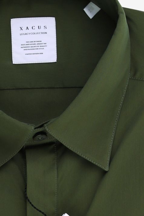 Men's Shirt Xacus Regular Plain 72% cotton 3% elastan 25% pa collar French Short sleeve