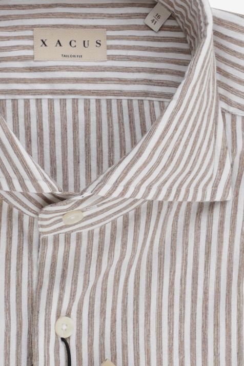 Hemd Herren Xacus Regular Streifen . kragen Italienisch Lange Ärmel