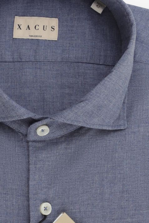 Camisa Hombre Xacus Regular Lisa 100% algodón cuello Francés Manga larga