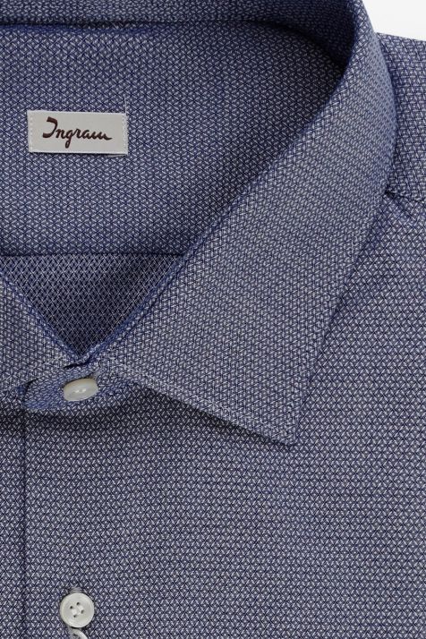 Camisa Hombre Ingram Slim Diseño  100% algodón cuello Italiano Manga larga