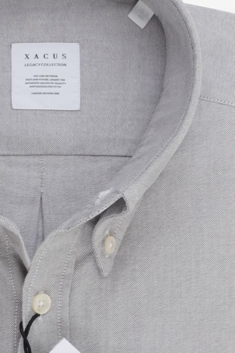 Hemd Herren Xacus Regular Einfarbig 100% Baumwolle kragen Button-Down Lange Ärmel
