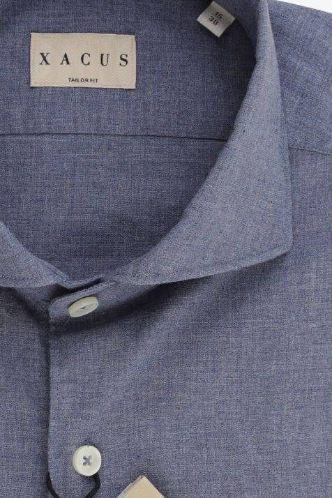 Camisa Hombre Xacus Regular Lisa 100% algodón cuello Francés Manga larga