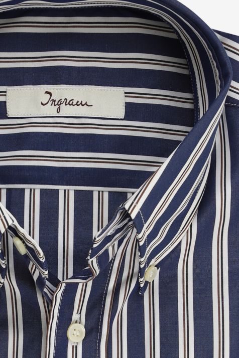 Hemd Herren Ingram Classic Streifen 100% Baumwolle kragen Button-Down Lange Ärmel