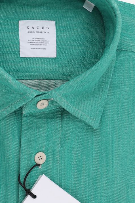 Men's Shirt Xacus Regular Plain 100% cotton collar Italian Long sleeve