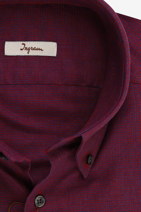 Men's Shirt Ingram Regular Semi-plain 100% cotton collar Button down Long sleeve
