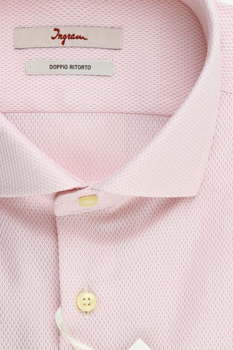 Hemd Herren Ingram Slim Halb Unifarben 100% Baumwolle kragen Französisch Lange Ärmel