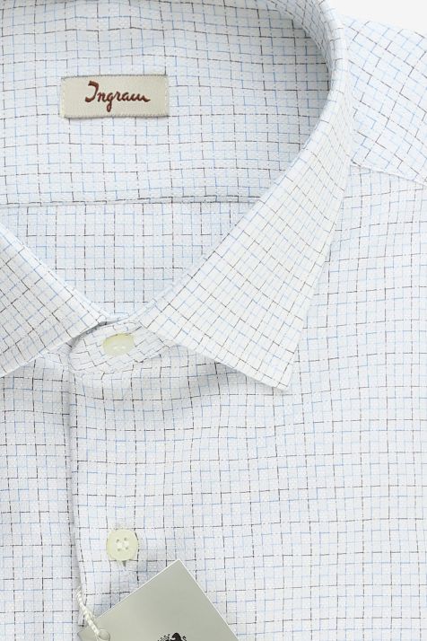 Men's Shirt Ingram Slim Semi-plain 100% cotton collar French Long sleeve