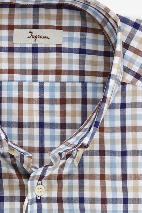 Men's Shirt Ingram Regular Check 100% cotton collar Button down Long sleeve