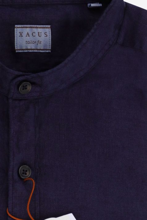 Men's Shirt Xacus Regular Plain 100% linen collar Mandarin Long sleeve